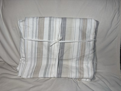Pottery Barn Clayton Striped Cotton Duvet Cover QUEEN In Excellent Condition!!-image