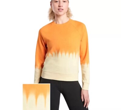 Athleta Women's Abyssinian Yellow Sundown Dip Dye Sweatshirt Size Large-image