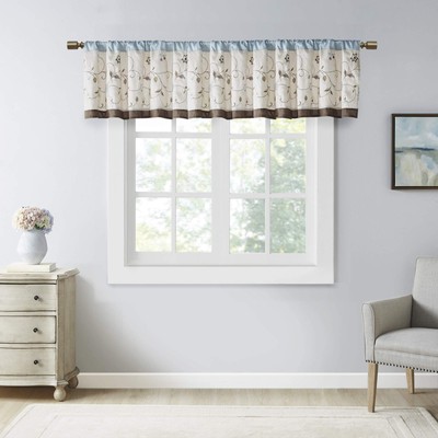 Serene Embroidery Room-Darkening Valance Window Treatment Rod Pocket/Back Tab...-image