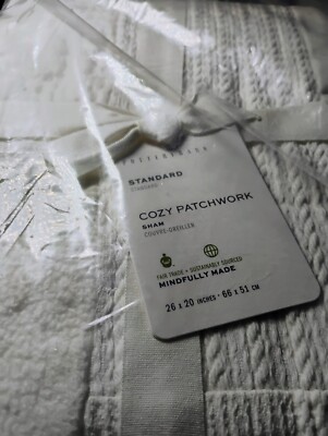 Pottery Barn Standard Cozy Patchwork Classic Ivory Sham 26 X 20 6934985 New-image