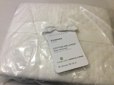Pottery Barn One (1) Cotton Melange Handcrafted Standard Quilted Sham White NWT-image