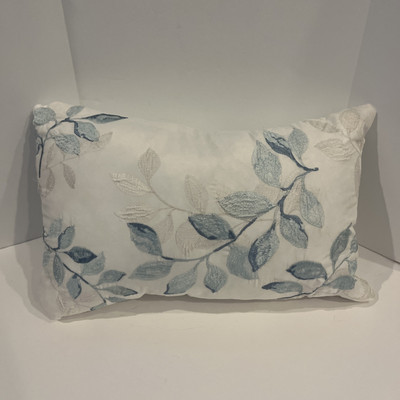 Madison Park  Decorative Pillow White /Blue 17 X 11 Embroidery Design-image