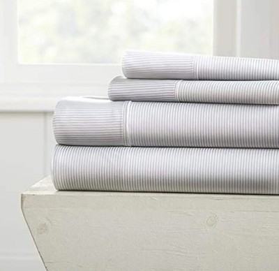 ienjoy Home Premium Bed Sheet Set, Light Gray, Queen - 4 Piece-image