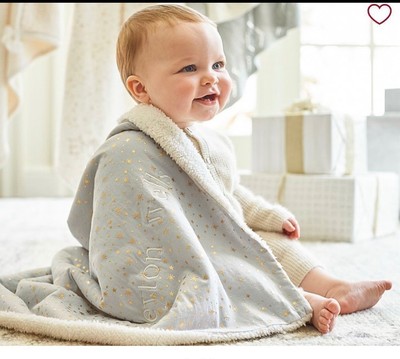 Set of 2 Pottery Barn Kids Metallic Star Sherpa Baby Blankets-image