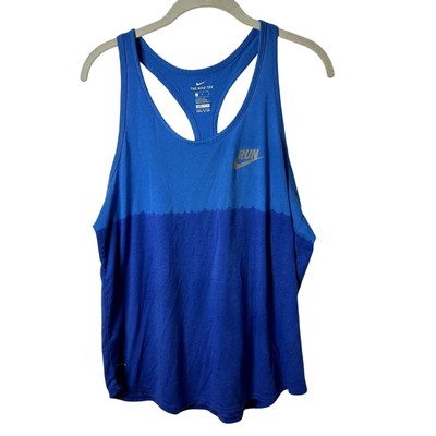 Nike Run Dip Dye Tank Womens Size Large Blue Silver -image