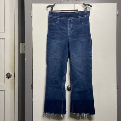 spanx women mini bootcut jean size large frayed hem dipped dye-image