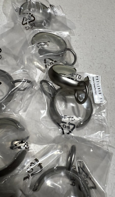 NEW Set of 28 Pottery Barn C-Loop Curtain SMALL Hooks Rings .75” Pewter-image