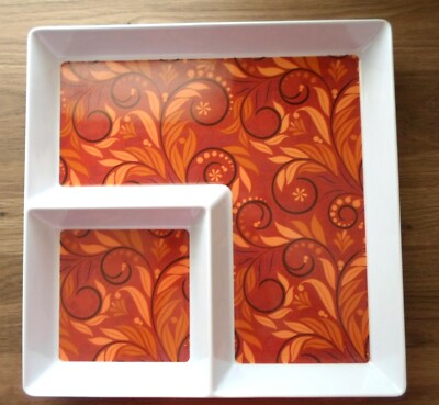 2 Lot Spring Fall Flourish Chips & Dip Platter Tray Flowers Floral Large 12