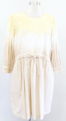 NWT Apiece Apart Aldea Smocked Organic Cotton Ombre Dip Dye Dress Size XL Yellow-image