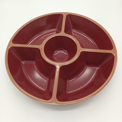 Target Melamine chip & Dip Tray 5 Section Red & Brown Veggie Party Snack Tray-image