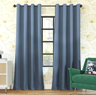 1 Pc 52x84 Sun Zero Blackout Oslo Theater Grade Grommet Curtain Panel Denim-image