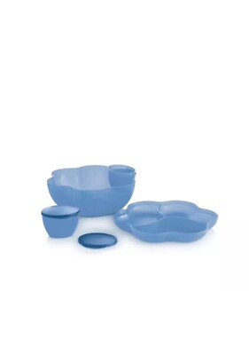 Tupperware Chip 'N Dip Bowl Set Blue New-image
