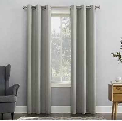 Sun Zero Easton Blackout Energy Efficient Grommet Curtain Panel, 40x63, Silver-image