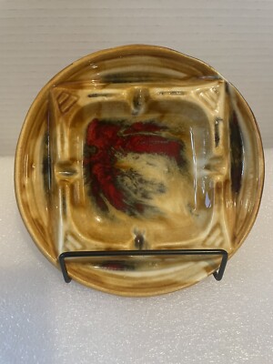 MCM Maurice Of California Studio Art Ceramic Ashtray/Trinket Dish Reds & Browns-image