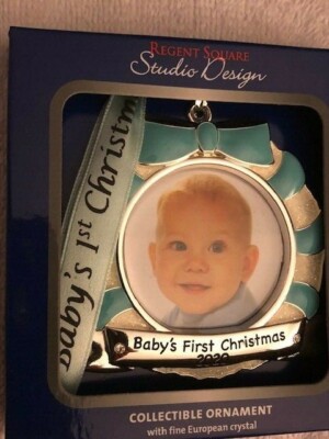 NIB REGENT SQUARE STUDIO DESIGN “BABY’S 1ST CHRISTMAS” PICTURE FRAME CHRISTMAS O-image