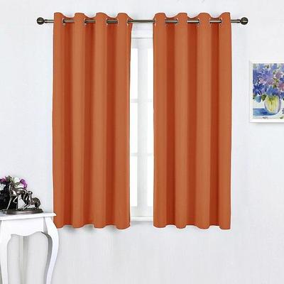 Microfiber Home Thermal Insulated Solid Ring Top Blackout Curtains 2 Set Orange-image