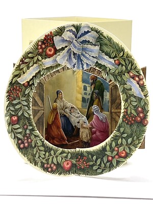 3-D Christmas card Ampersand Studio acs3 Vtg Holiday England Nativity 10 Pack-image