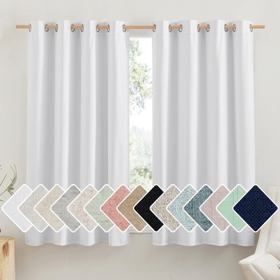 100% Absolutely Blackout Linen Curtains with Thermal Insulated White Liner, W...-image