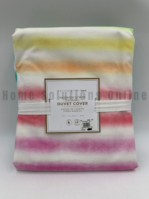 Pottery Barn Teen Rainbow Stripe Organic Percale Duvet Cover Multi Twin #336B-image
