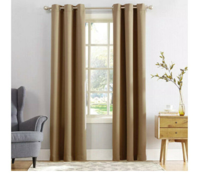 Sun Zero Lichtenberg Energy Saving Blackout Curtain Panel Taupe 40x108-image