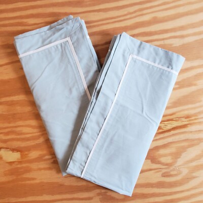 Madison Park Pillow Sham Cases Blue White Border 100% Cotton 30x24  J-image