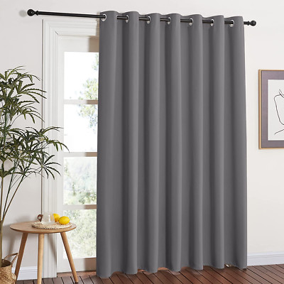 NICETOWN Grey Blackout Patio Sliding Door Curtains 84 Inch Length, Grommet Room -image