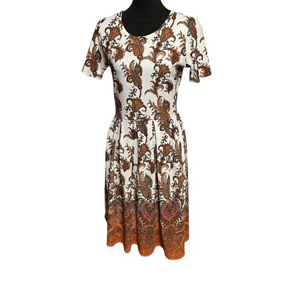 Lularoe Amelia Large Dipped Ombré Orange Fall Colors Paisley Scrolls Unicorn-image