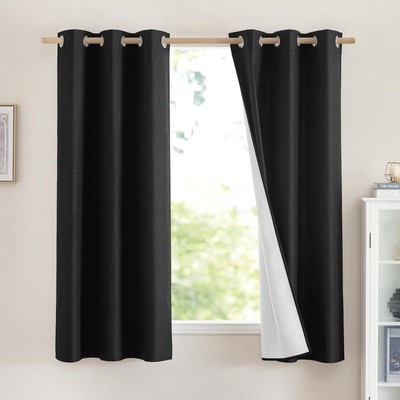 Vintage Open Linen Weave Flax Thermal Curtains, 100% Blackout Curtains 63 inc...-image