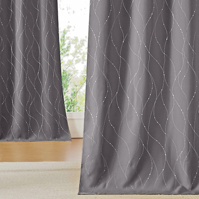 NICETOWN Gray Blackout | Thermal Curtains for Bedroom 52 x 84 inches 2 Panels-image