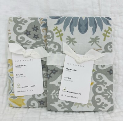 Set/2 Pottery Barn Joni Floral Organic Standard Shams - Multicolor - New-image