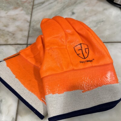   Hi-Vis Orange PVC Coated Insulated Work Gloves Double Dipped Sandy Finish 4PR-image