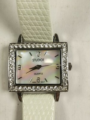 Women's Studio Watch Pearl look face, White Band STD1137 Not tested 1R-image