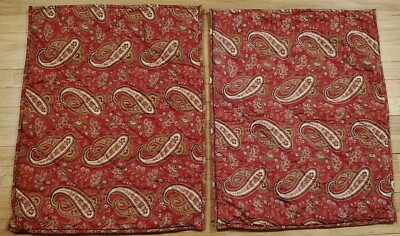 Pair of Pottery Barn Quilted Paisley Std. Pillow Shams Red Reverses to Blue-image