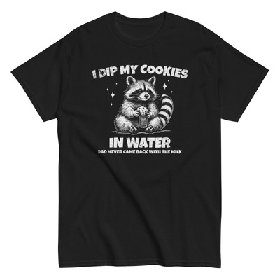 Funny Raccoon Dip Cookie in Water Cotton T-Shirt Raccoon Lover Gift Tee-image