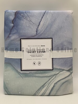 Pottery Barn Teen Glacial Organic Percale Duvet Cover Multi Full Queen #A1303-image