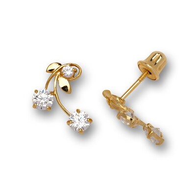 14K Yellow Gold  Adorable Cherry Shaped Pretty Gorgeous Earrings for Women-image
