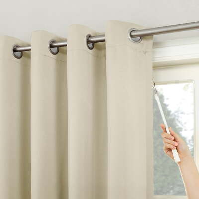 Sun Zero Extra-Wide Blackout Sliding Patio Door Curtain Panel, Pearl, 100
