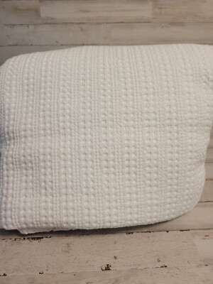 Pottery Barn Honeycomb Weave Cotton Duvet Cover King Cal King White -image