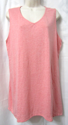 Pure Jill Sz L Dipped Hem Tunic Top Pima Cotton Pink Peachy Sleeveless *NWOT-image