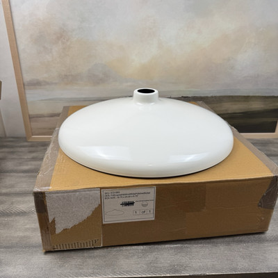 Pottery Barn Classic Flared Metal Hood Enamel Warm White/Polished Nickel Scuffed-image