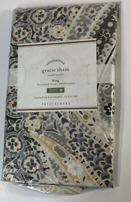 POTTERY BARN Gracie Pillow Sham KING 350 THREAD COUNT Cotton 36x20