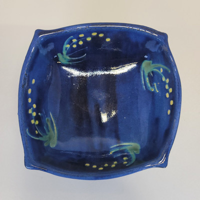 Earthworks Barbados Studio Art Pottery Square Bowl Blue-image