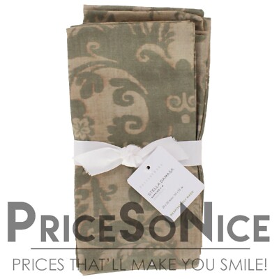 Pottery Barn Stella Damask Dinner Napkins Set of 4 In Green 20