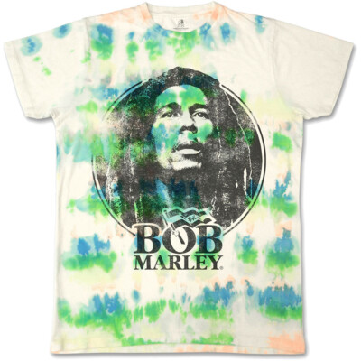 Bob Marley - Black & White Logo - Dip Dye White T-shirt-image