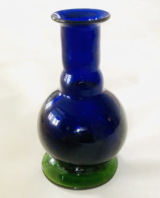 ITALY Vintage 50s VASE Hand Blown Glass Studio Blue Retro Mid Century Modern Art-image