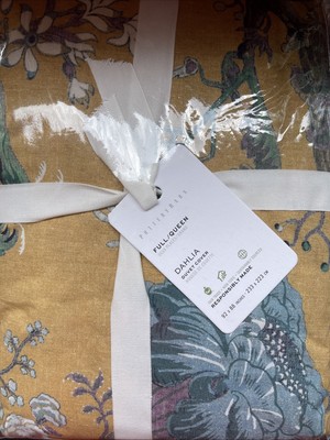 Pottery Barn- Dahila Full/Queen F/Q Floral Duvet Cover - New-image