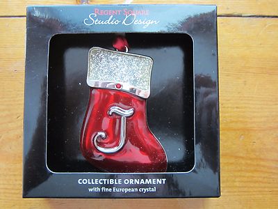 REGENT SQUARE STUDIO DESIGN J INITIAL ENAMEL SMOOTH CHRISTMAS HOLIDAY ORNAMENT-image