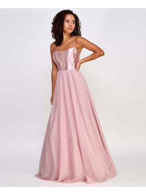 CITY STUDIO Womens Pink Mesh Lined Corset Formal Dress Juniors 1112-image