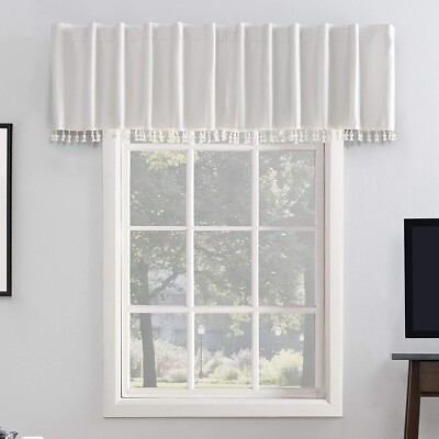 Window curtain valance pearl off white beaded 50