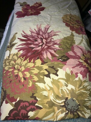 Pottery Barn Chrysanthemum Floral Duvet Cover Mauve Queen 2 Std Sham Mums Rare-image